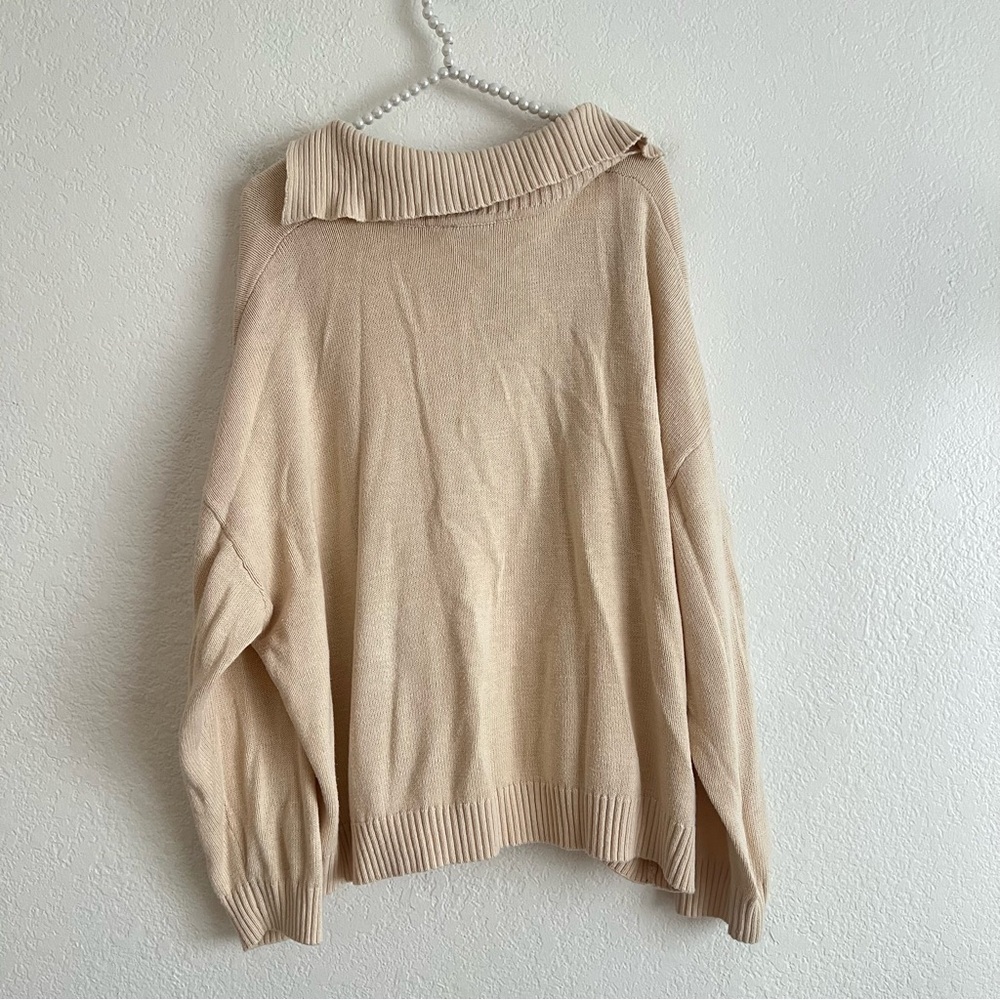 Cato Beige V-Neck Long Sleeve Sweater with Colorful Floral Knit Women’s 22/24W - Picture 6 of 9